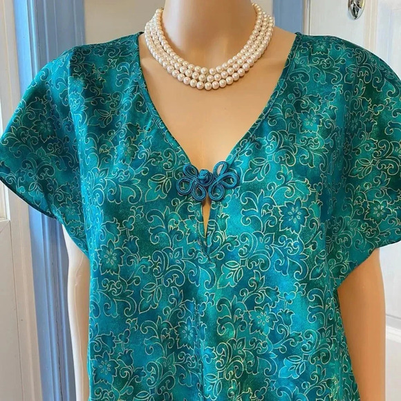 Vintage NWT Floral Silky Violet & Rose Nightgown Robe 2 Pieces Set Women Size M - Picture 7 of 10